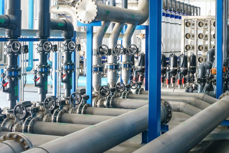 Large industrial water treatment and boiler room. reverse osmosis plant, RO